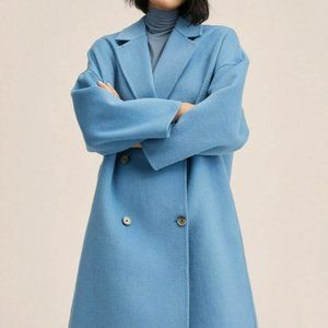 Mango Abrigo Picarol Coat Blue
